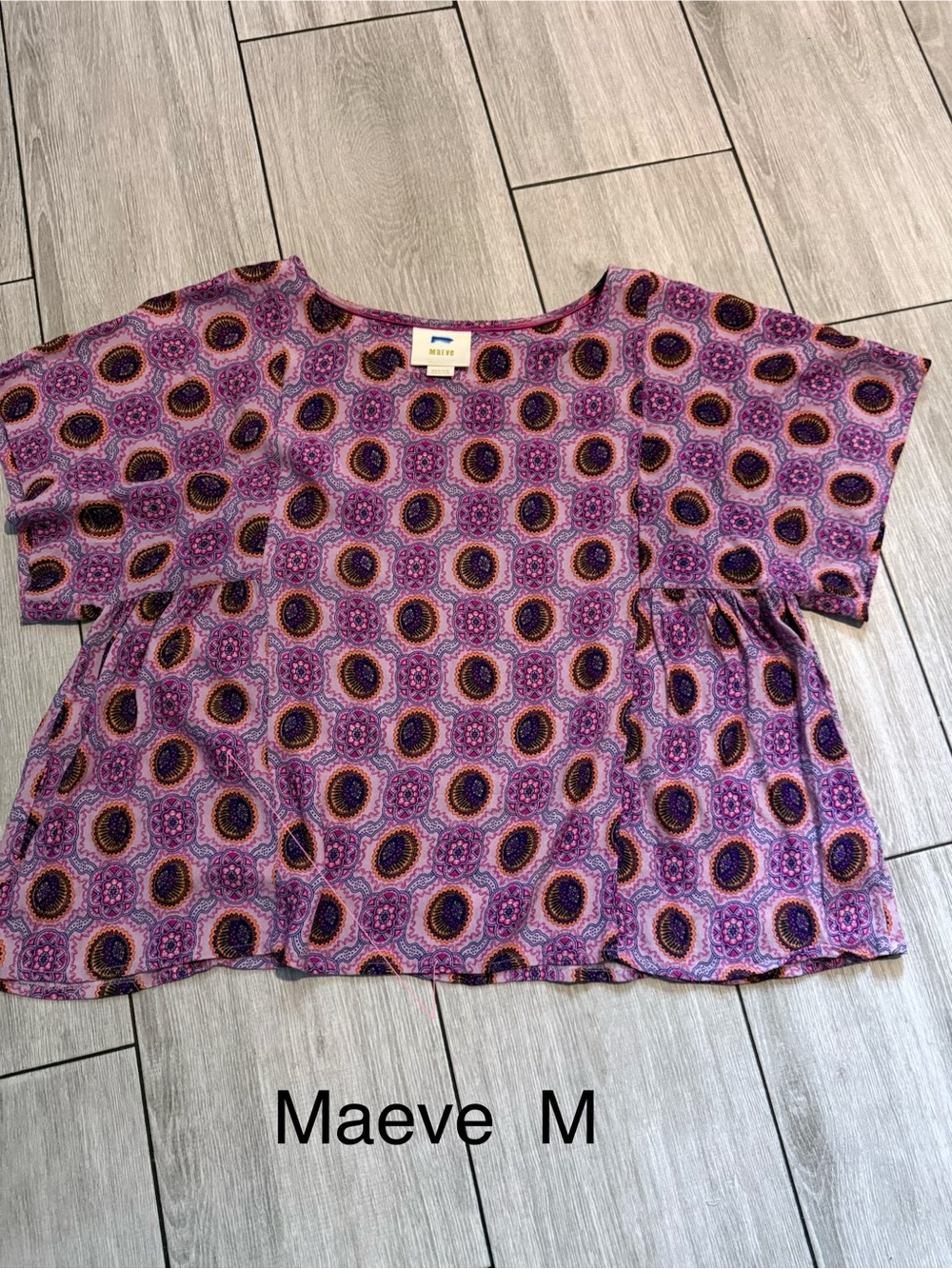 Maeve Purple Paisley Short-Sleeve Blouse
